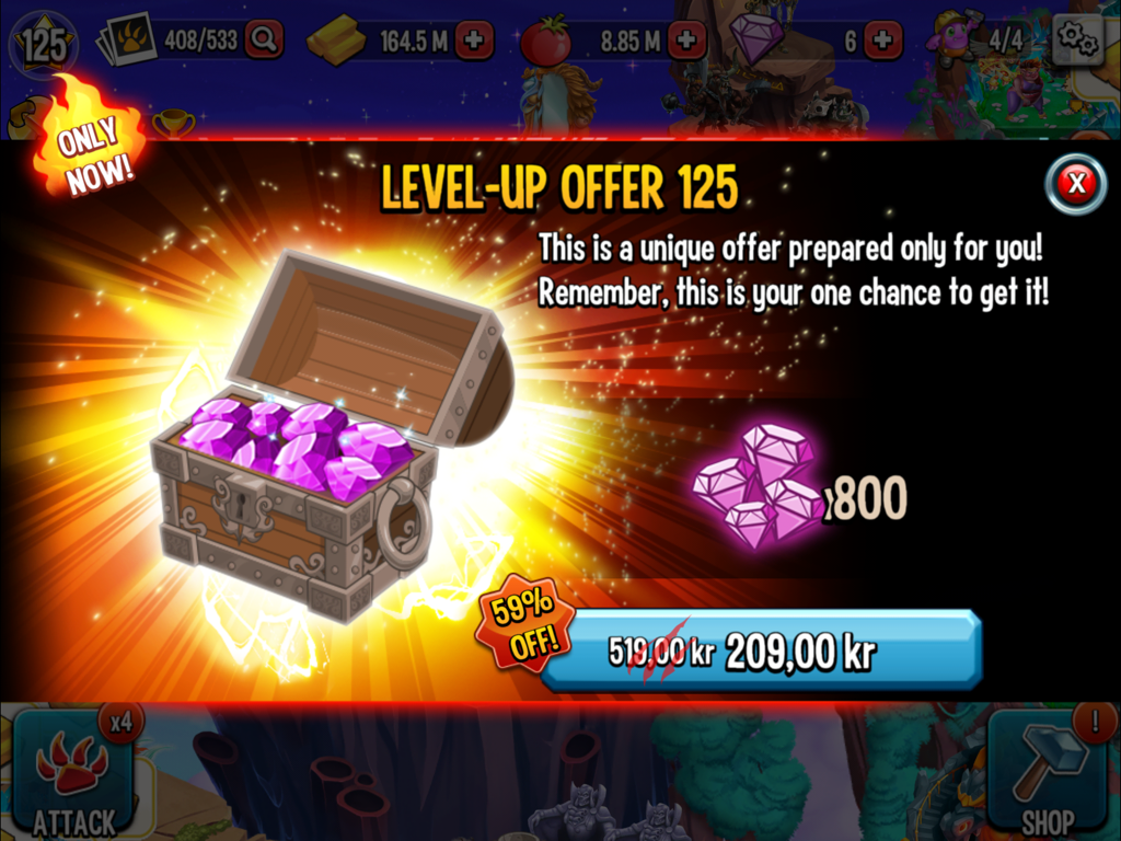 Monster legends level up offers